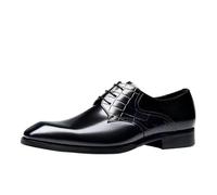 Tuxedo Oxford Shoes for Men PU Leather Lace-up Cap Toe Low Top Block Heel Non Slip Anti-Slip Casual Formal Shoes for Wedding and Prom(Black,44 EU)