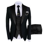 Tuxedo Pants for Men Slim Fit Suits for Men Wedding Prom Tuxedo Set Formal Business Elegant Suit Black XX Large