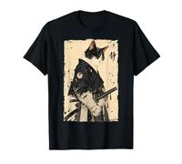 Tuxedo Ronin Chat Samouraï Japonais Silencieux Portrait T-Shirt