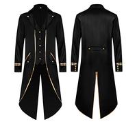 Tuxedo - Veste gothique médiévale pour homme - Veste steampunk rétro pour homme - Avec boutons - Manteau de cour victorienne de la Renaissance - Coupe ample classique - Costume de prince d'Halloween