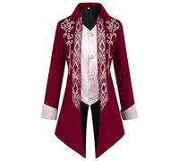 Tuxedo - Veste gothique pour homme - Veste steampunk médiévale pour homme - Midi - Manteau de cour victorienne - Avec boutons - Rétro - Veste de smoking - Noir - Tendance - Costume de carnaval