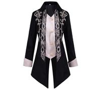Tuxedo - Veste gothique pour homme - Veste steampunk médiévale pour homme - Midi - Manteau de cour victorienne - Avec boutons - Rétro - Veste de smoking - Noir - Tendance - Costume de carnaval