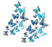 Tuxiaobu 24 Pcs DIY Miroir Papillon, Amovible 3D Papillon Stickers Muraux Stickers Muraux, Décalque de Décoration Murale pour Chambre d'enfants, Chambre, Salon - Bleu
