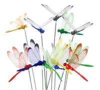 Tuxiaobu Lot de 12 piquets de décoration de jardin en forme de libellule - Faux piques en forme de libellule pour décoration de gâteau de fête - Décoration 3D pour intérieur et extérieur - Cadeaux
