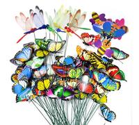 Tuxiaobu Lot de 36 piquets de Jardin en Forme de Papillon, libellules et Abeilles, décorations artificielles pour intérieur et extérieur, Jardin, Anniversaire, fête de Mariage