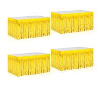 Tuxiaobu Lot de 4 jupes de table à franges en feuille métallique pour table rectangulaire, rideaux de fond pour mariage, fête d'anniversaire, défilé, tables de dessert, 73,6 x 274,3 cm, doré