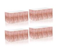 Tuxiaobu Lot de 4 jupes de table à franges en feuille métallique pour table rectangulaire, rideaux de fond pour mariage, fête d'anniversaire, défilé, tables de dessert, 73,6 x 274,3 cm, or rose