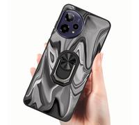 Tuxiwei Coque en TPU souple pour Cricket iCon Plus SN333C avec anneau robuste à 360°, béquille intégrée, compatible avec AT&T Verge2, support magnétique de voiture, peint noir et gris, ondulé pour