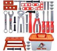 Tuxuseo Jeu D'imitation Outils Enfant,Marteau Et Pince pour Jeu Symbolique Enfant - 39 Pièces D'imitation Réaliste,Filles Garçons 3 7 Ans