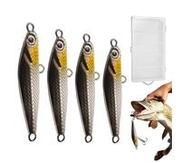 Tuxuseo Leurres De Pêche pour Le Bar,4 Pièces Appâts de Pêche Simulés - Leurres Artificiels en Métal | pour Bar Truite Eau Salée Eau Douce Lac Rivière À La Traîne en