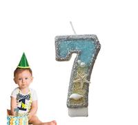 Tuxxjzm Bougies pour anniversaire, en forme de chiffre, bougie à thème, étoile de mer bleue, décoration de gâteau pour fête d'anniversaire
