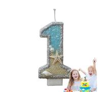 Tuxxjzm Bougies pour gâteau, bougies pour anniversaire, bougies de fête en forme d'étoile de mer bleues avec chiffres de 0 à 9, décoration de gâteau pour fêtes d'anniversaire
