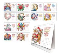 Tuxxjzm Calendrier de bureau 2026 avec peinture à strass - Planificateur mensuel pour organiser les adultes et les, la chambre à coucher, le salon, la salle de classe, les vacances, Noël