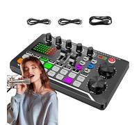 Tuxxjzm Carte son en direct, carte son changeur de voix LED | 7 modes d'enregistrement, 4 modes de changement de son, carte d'effets sonores pour streaming, podcasts