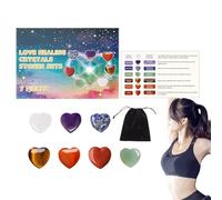 Tuxxjzm Ensemble de pierres de cœur, pierres d'amour du cœur - 7 pièces polies avec étui en velours, pierre précieuse décorative, pour la maison, pour femmes et hommes, salon, bureau