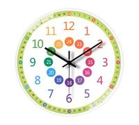 Tuxxjzm Horloge d'apprentissage pour | Horloges Rondes de Classe de 8 Pouces pour Chambre d'enfant | Horloge Murale colorée, Horloge silencieuse pour Apprendre à dire l'heure