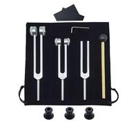 Tuxxjzm Kit de diapason - Kit scientifique de diapason - Instrument de diapason - Diapasons en alliage d'aluminium - 128 Hz, 256 Hz, 512 Hz, diapasons lestés pour kit chakra