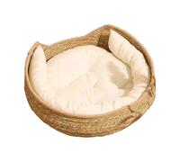 Tuxxjzm Lit rond en corde de coton pour chat avec oreiller - Tissage doux pour animal domestique dormant se reposant griffoir meubles pour toutes les races, chiots et chatons