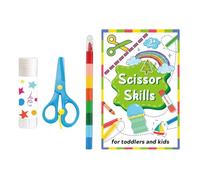 Tuxxjzm Livre d'activités de découpe et de collage, livre d'activités de découpe, livre d'activités de pratique de coupe amusant | Activités d'apprentissage pour couper, colorier et combiner,