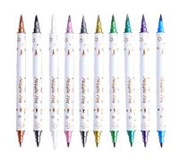 Tuxxjzm Lot de 10 stylos à dessin pour ongles à double extrémité, idéal pour les étudiants, le gribouillage, le scrapbooking, les femmes, pour les réunions, les voyages