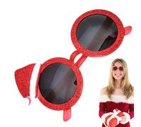 Tuxxjzm Lunettes de Noël scintillantes, lunettes de Noël,Lunettes de Noël mignonnes avec chapeau d'arbre de Noël avec renne du Père Noël | Coussinets pour sacs de Noël, pour
