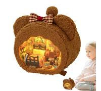 Tuxxjzm Maisons et poupées en peluche en bois pour filles, kits de maisons miniatures | Kits maison 'ours/lapin magasin de dessert | Kits maison et poupées miniatures pour la maison 'ours/lapin