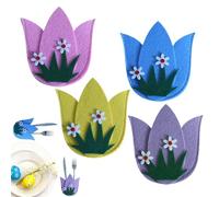 Tuxxjzm Manchon à ustensiles de Pâques, Pochette à ustensiles Floraux, décoration de Table Multifonction pour réunions de Famille, fêtes Entre Amis, Mariages, fêtes de Pâques, Attribut, Refer