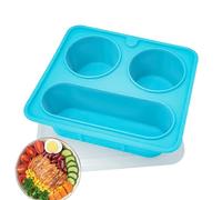 Tuxxjzm Plateau à goûter portable | Plateau de service divisé | 3 compartiments réutilisables en silicone 420 ml pour noix, camping, bonbons, fête, fruits, pique-nique, voyage, divertissement pour