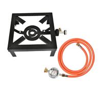 Tuxxjzm Poêle à brûleur en fonte, poêle à brûleur unique en fonte, grand poêle à huile portable, kit de grille pour combustion avec anneau d'ébullition