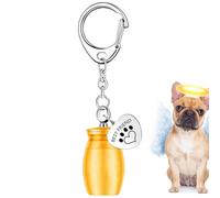 Tuxxjzm Porte-clés souvenir de cendres pour animal de compagnie - Cylindre de crémation - Urne commémorative avec empreinte de patte