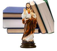 Tuxxjzm Sculpture de Jésus-Christ | 20,6 cm - Décoration d'intérieur - Statue chrétienne en résine à collectionner pour salle de prière, salon, cérémonie, chambre à coucher, église, bibliothèque