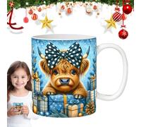 Tuxxjzm Tasse Highland Cow, tasses de Noël en vrac - Tasses à café en céramique tasse de vache, tasse de vache, Noël pour café chaud, thé froid, chocolat chaud confortable