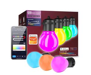 Tuya Chaîne d'ampoules G50 Outdoor Smart WiFi RGBIC 12M avec Alexa et Google
