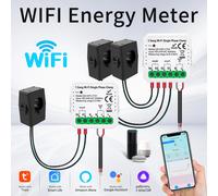 Tuya - compteur d'énergie intelligent WiFi, pince double Phase, compteur d'électricité, transformateur de courant, maison intelligente, compteur bidirectionnel, contrôle par application 1CH