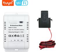 Tuya - Compteur d'énergie monophasé intelligent et bidirectionnel Tuya - Compteur de production d'énergie pour système solaire photovoltaïque avec pince de courant 150A - Moniteur de puissance de tran