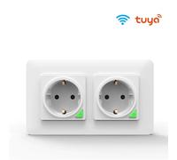 Tuya Double Schuko Prise Murale Intelligente WiFi Encastré 16A Commande Vocale