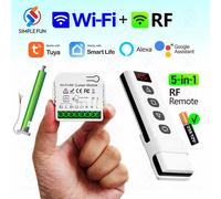 Tuya - interrupteur de volet roulant pour rideau sans fil, Module intelligent WiFi RF pour stores auvent, télécommande 5 en 1, fonctionne avec Alexa Google Home 2Receiver 1Remote