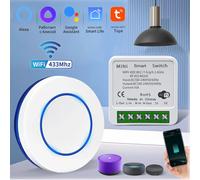 Tuya - interrupteur intelligent WiFi, 16a, RF, 433Mhz, télécommande sans fil, bouton-poussoir, commande vocale avec Alexa Google Assistant Alice 1Remote 1Receiver16A