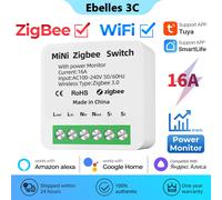 Tuya-Joli intelligent WiFi Zigbee avec surveillance de l'énergie, Smart Life, interrupteurs d'éclairage bricolage, disjoncteur sans fil pour Alice, Alexa, Google, 16A No Power Monitor