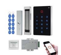 Tuya Kit de contrôle d'accès WiFi avec serrure à code - IP68, 4 types d'ouverture avec télécommande par application, 125 kHz, DC12V, WG26/34, avec bloc d'alimentation, bouton de sortie, serrure de