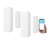 Tuya Lot de 2 détecteurs de fenêtre WiFi magnétiques sans fil avec alertes de notification gratuites, capteur de contact d'ouverture de porte pour entreprise
