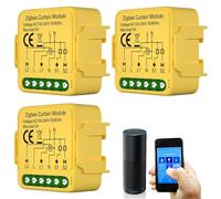 Tuya Lot de 3 modules d'interrupteur de volet roulant WiFi intelligents 2,4 GHz Alexa Smart Commande par application Minuterie pour moteur de volet roulant Fonctionne avec Alexa/Google Home
