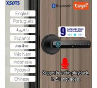Tuya poignée empreinte digitale arte numérique serrure de porte intelligente clavier ntrée serrure électronique maison maison 9 langues lecture audio ZSF3-Black Gateway