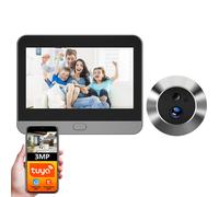 Tuya Smart 3MP 140 ° grand Angle de vue Mini judas numérique visionneuse WiFi IR PIR détection sonnette caméra de porte Alexa Google Door Camera 64G