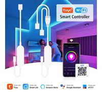 Tuya Smart Life APP 5V-24V WiFi 3 broches 4 broches RGB LED bande lumineuse télécommande sans fil maison intelligente travail avec Alexa Google Home 12V-24V 4PIN Dual