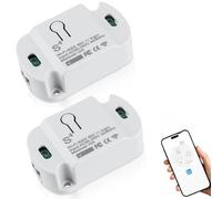 Tuya Smart Life Lot de 2 modules d'interrupteur Wi-Fi 10 A Fonctionne sans fil Relais sans fil avec Alexa, Google Assistant DIY Encastré, en saillie, Module d'interrupteur intelligent Wi-Fi
