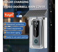 Tuya - sonnette avec caméra solaire contre la pluie, sonnette vidéo sans fil, Wifi PIR, détection du corps humain, sonnette de porte extérieure, interphone vidéo Ensemble 013-Blanc