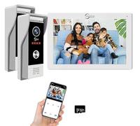 TUYA Sonnette vidéo 1080p avec écran tactile 7" Interphone vidéo, prise en charge de l'enregistrement automatique, vision nocturne infrarouge, détection de mouvement, 2 sonnettes, blanc