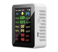 Tuya WiFi Capteur De CO2 Intérieur Compteur Détecteur d'air Numérique Analyseur Intelligent La Qualité L'air Moniteur Pollution Gaz Surveillance Multifonction(7in1 White)