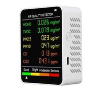 Tuya WiFi Capteur De CO2 Intérieur Compteur Détecteur d'air Numérique Analyseur Intelligent La Qualité L'air Moniteur Pollution Gaz Surveillance Multifonction(6 in 1 White)